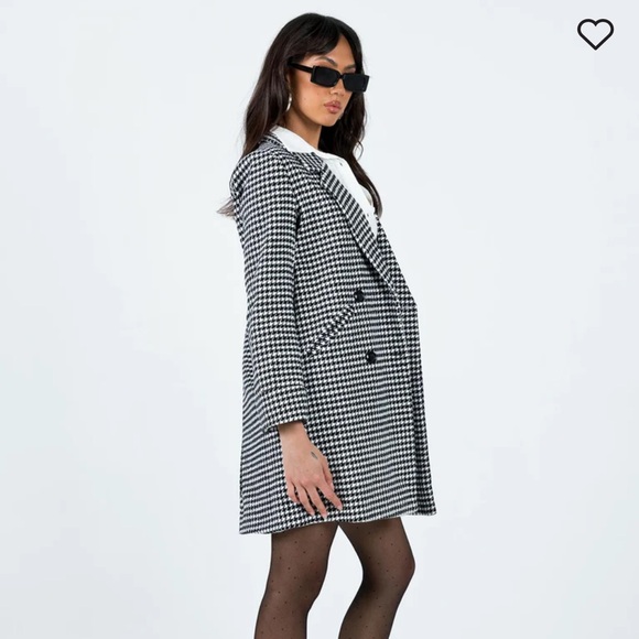 Princess Polly Hossack Houndstooth Plaid Black and White Jacket size 6 - Picture 4 of 9